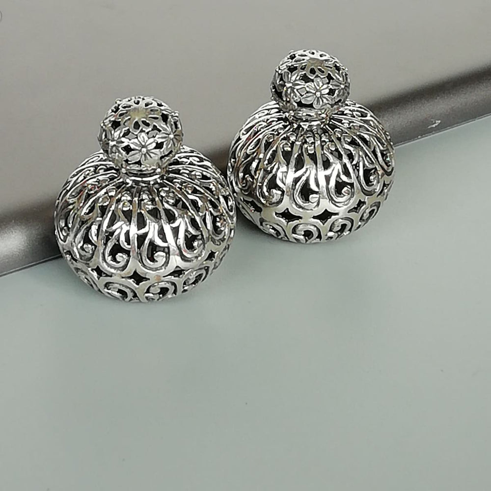 Double sided sterling silver ball studs | Indian front back earrings | Chunky statement | Filigree Silver jewelry | E913 - by 