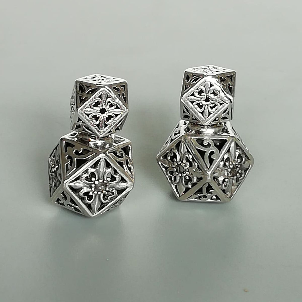 Double Sided Sterling Silver Karen Tribe Earrings | Filigree Cube Studs | Ethnic Jewelry | E1112 - by Oneyellowbutterfly