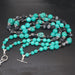 Double Strands Beaded Necklace Ithaca Peak Turquoise & Black Druzy Beads Blue Agate 925 Sterling Silver Handmade - by Vidita Jewels