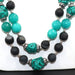 Double Strands Beaded Necklace Ithaca Peak Turquoise & Black Druzy Beads Blue Agate 925 Sterling Silver Handmade - by Vidita Jewels