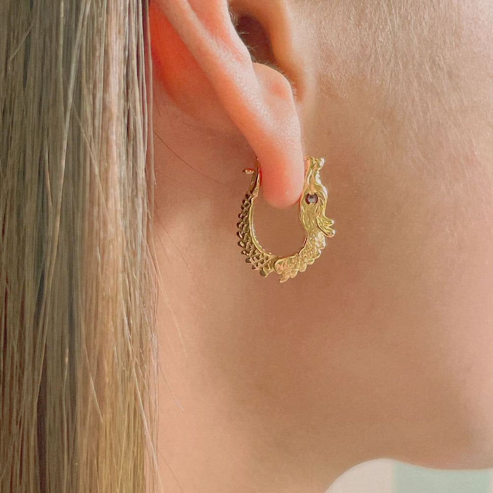 Dragon Gold Hoops | Game of Thrones | Egyptian | Dramatic | Gold | E855 - by Oneyellowbutterfly
