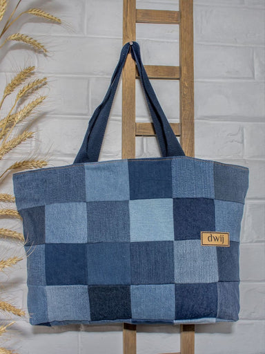 tote bags Dwij Upcycled Bag Chequered Tote - by DWIJ
