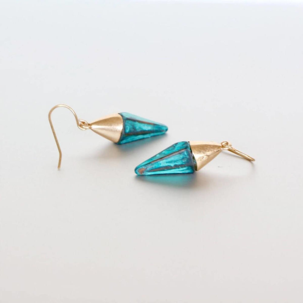 earrings Egyptian Turquoise Earrings Gold Dangling Ear Drops Gifts For Her Bohemian Jewelry Minimalist (SE17) - by Silver Soul Charms