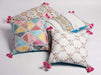Embroidered pillow cover multicoloured handmade bohemian Peruvian 16X16 inches - Pillows & Cushions