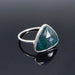 rings Emerald Corundum Trillion Gemstone Silver Bezel Ring - Rings - Dark Green Stone - Handmade Jewelry - by Ishu gems