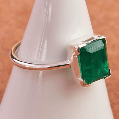 Rings emerald ring 925 sterling silver handmade jewelry may birthstone women gift for her statement - by jaipur art jewels