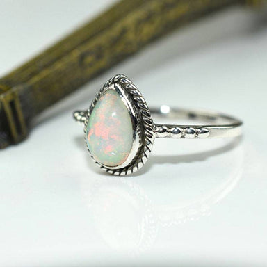 rings Ethiopian Opal Ring 925 Silver Gemstone Jewelry Natural Dainty Boho Statement Gift For Wife - by InishaCreation