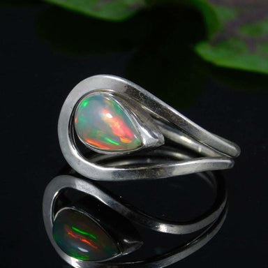 Ethiopian Opal Ring Designer Gemstone Handmade Statement 925 Silver Boho Women Gift For Her - by GIRIVAR CREATIONS