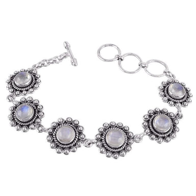 Bracelets Ethnic Design Rainbow Moonstone Gemstone With 925 Sterling Silver