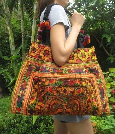 tote bags Ethnic Hmong Hobo Boho Vintage style Tote Thai Shoppers Shoulder Bag - by lannathaicreations