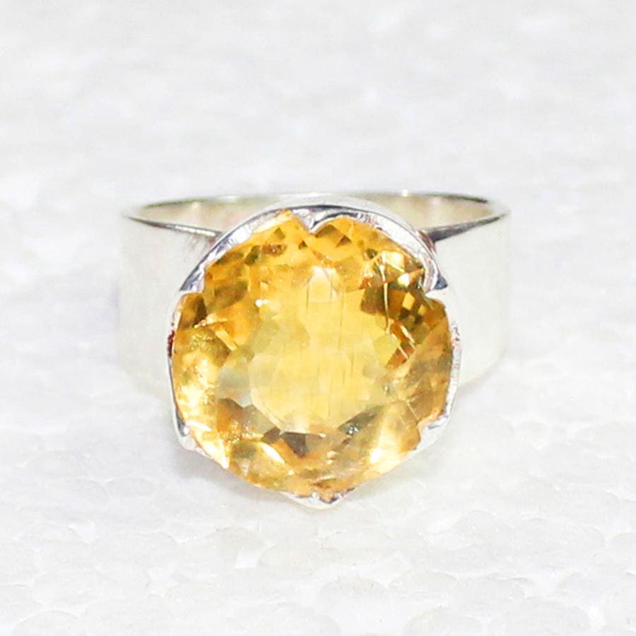 rings Exclusive NATURAL CITRINE Gemstone Ring Birthstone Handmade Jewelry Gift for her - by Silver Zone