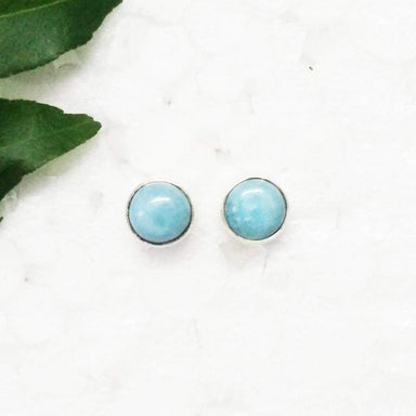 Earrings Exclusive NATURAL DOMINICAN LARIMAR Gemstone Birthstone 925 Sterling Silver Fashion Handmade Stud Gift