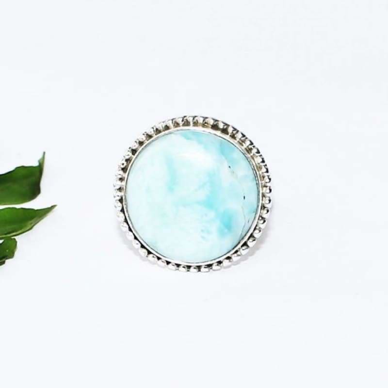 rings Exclusive NATURAL DOMINICAN LARIMAR Gemstone Ring Birthstone 925 Sterling Silver - by Jewelry Zone