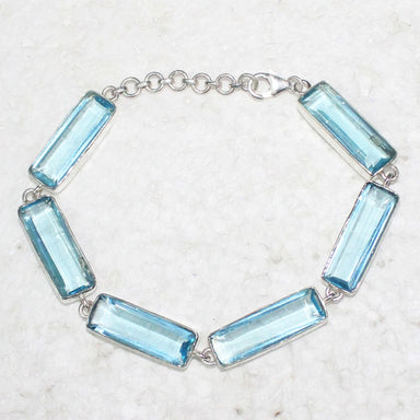 Exotic Sky Blue Topaz Gemstone Bracelet Birthstone 925 Sterling Silver Fashion Handmade Jewelry Adjustable Size Gift - By Zone