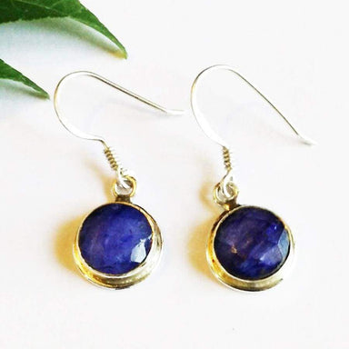 Earrings Exotic NATURAL INDIAN BLUE SAPPHIRE Gemstone Birthstone 925 Sterling Silver Fashion Handmade Dangle Gift