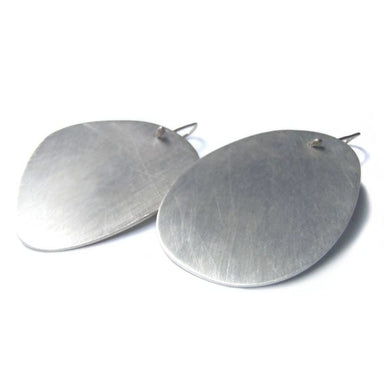 Earrings Extra large flat abstract hooked earrings in brushed sterling - by dikua