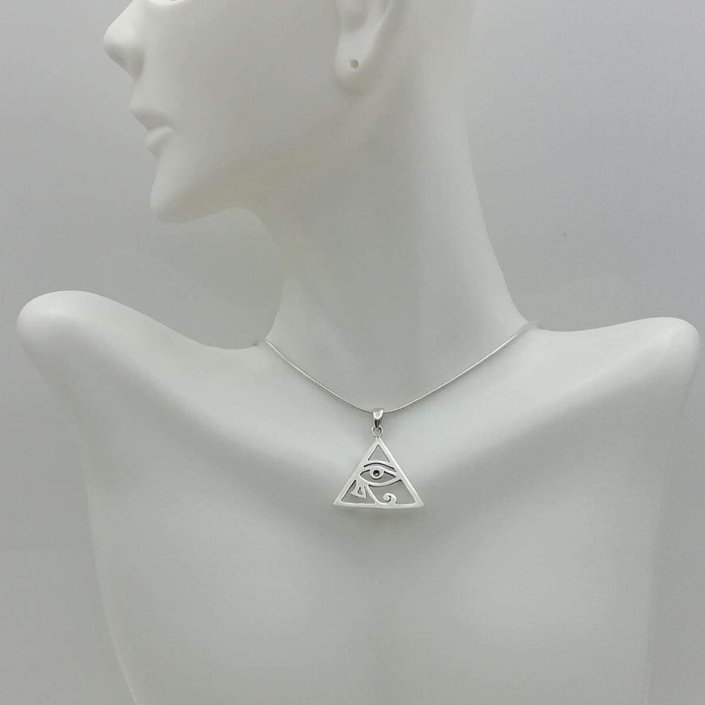 Eye of Ra pendant -Sterling silver charm - Triangular - PD30 - by NeverEndingSilver
