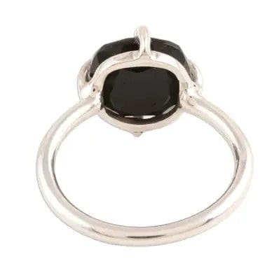 Faceted Black Onyx Sterling Silver Cocktail Ring Gorgeous Midnight - by Inishacreation