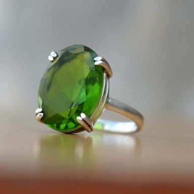 Rings Peridot Gemstone Ring,Solid 925 Sterling Silver Ring,Peridot Ring,August Birthstone Jewelry,Unique Gift Faceted for her