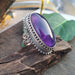 February Birthstone Ring 925 Sterling Silver Amethyst Big cabochon bohemian ring Stone Women For Gift Gifts Her Solid Ring,Boho - by GIRIVAR