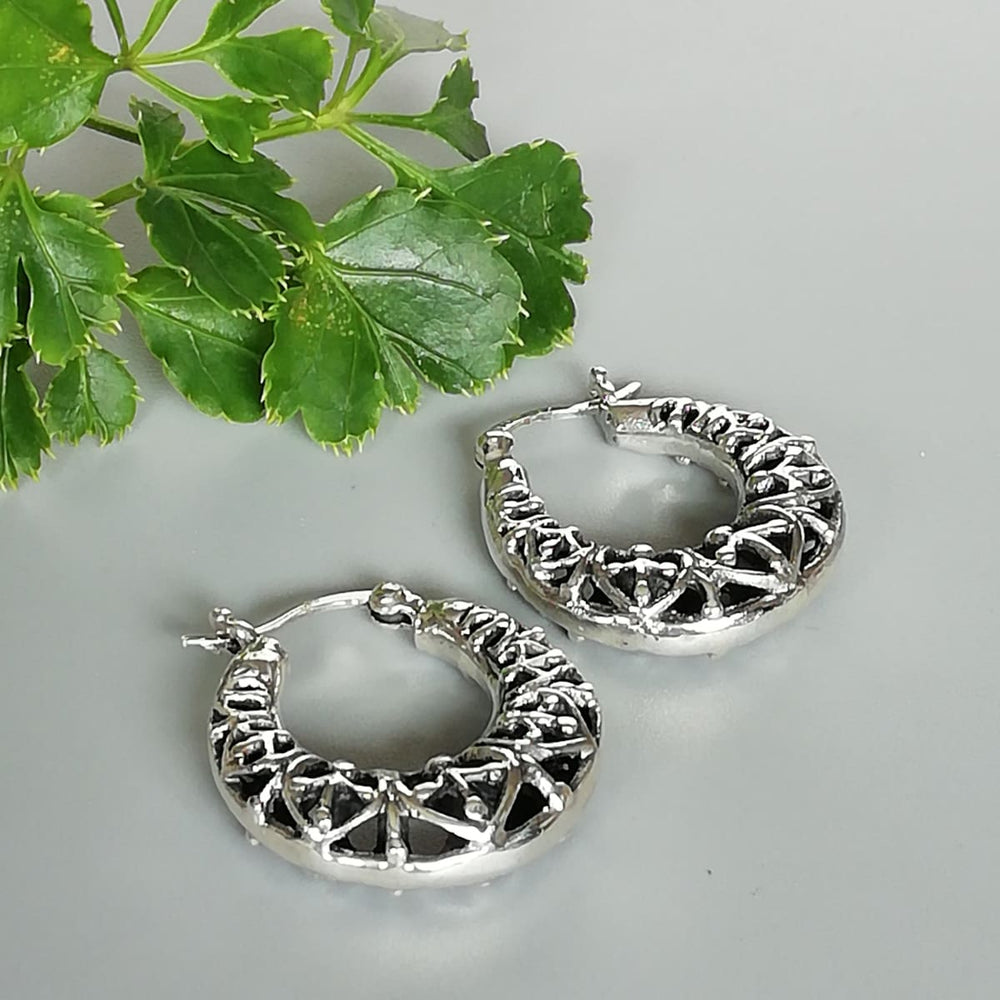 earrings Filigree crescent hoops | 925 silver | Silver jewelry | Gift for her | E963 - by OneYellowButterfly