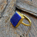 Rings Flat Natural Lapis Lazuli Gold Ring 14k Yellow Wedding Gift