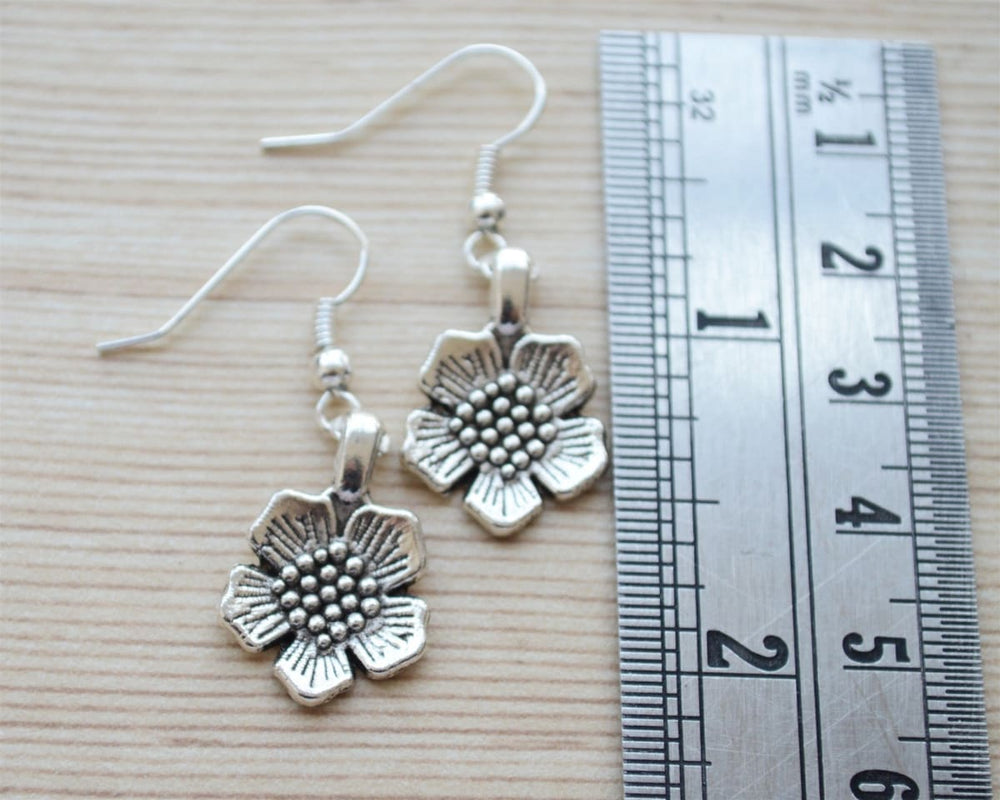 earrings Flower dangle gold and silver drop gift set everyday minimalist workwear jewelry - by Pretty Ponytails