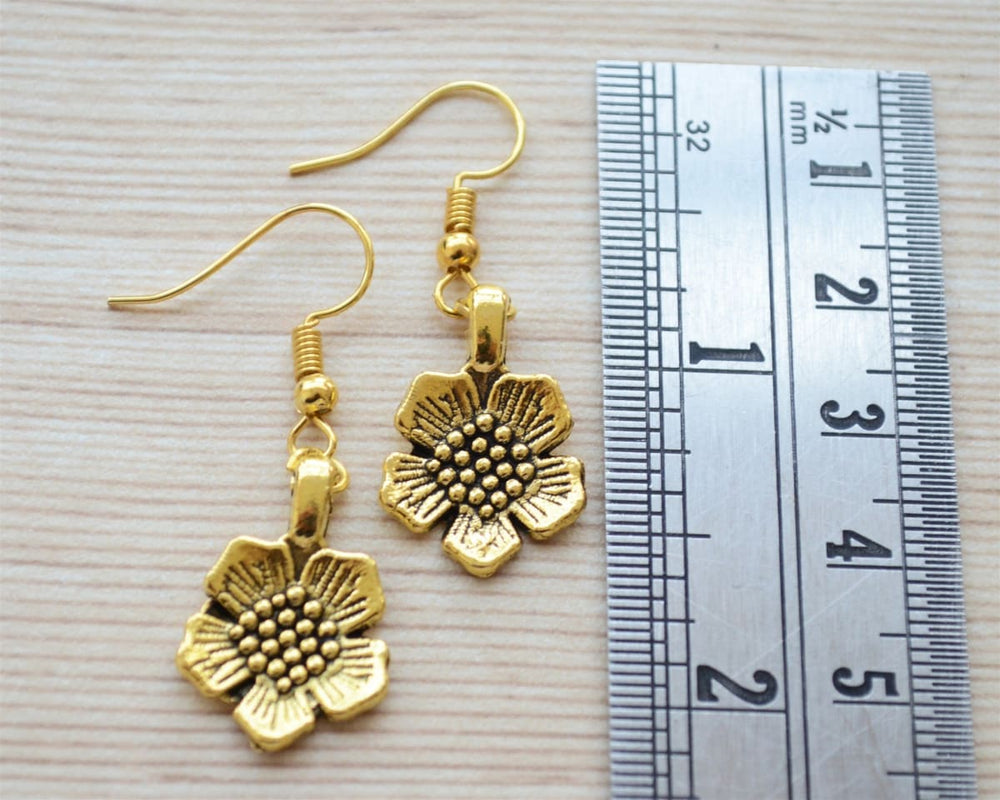 earrings Flower dangle gold and silver drop gift set everyday minimalist workwear jewelry - by Pretty Ponytails
