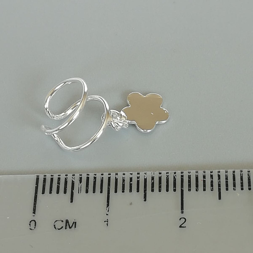 Flower ear cuff | Silver charm | No piercing | Bohemian Cuff | earrings | Unisex jewelry | Minimalistic | E876 - by OneYellowButterfly