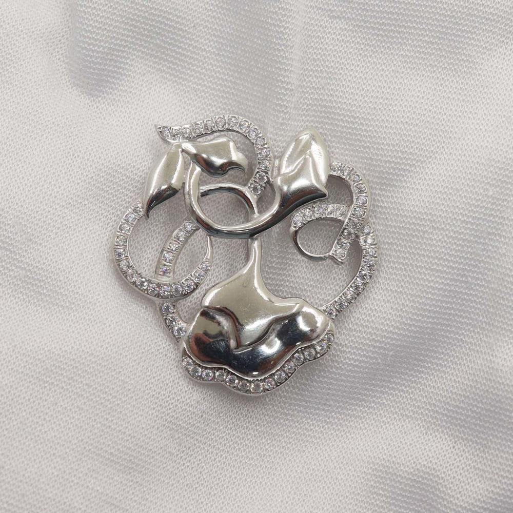 Flower- Zircon - 925 Sterling Silver Saree Pin Brooch Wedding Jewellery Festive Wear Indian Jewelry - by Vidita Jewels