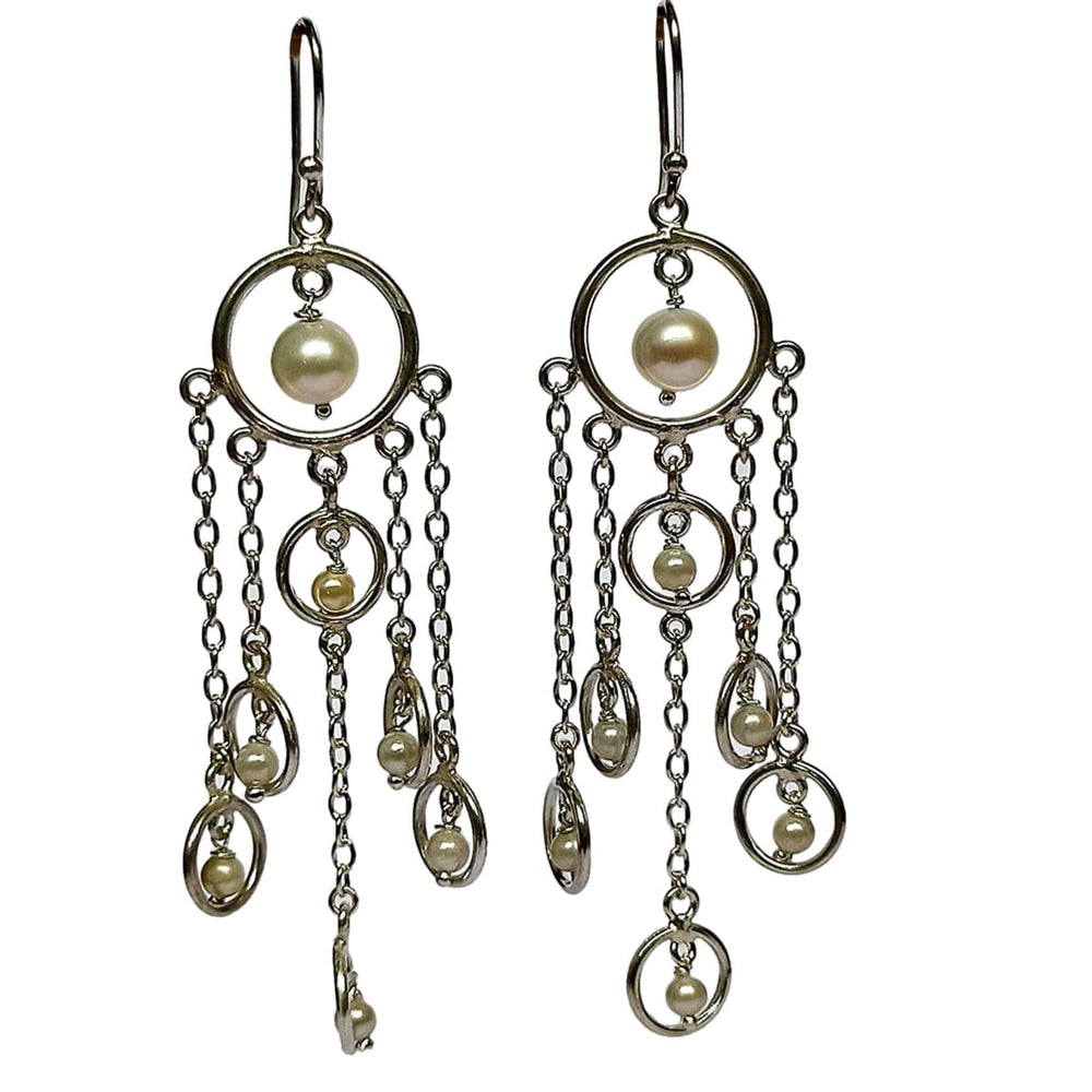 Freshwater Pearl 925 Solid Sterling Silver Handmade Dangle Drop Earrings - by Navyacraft