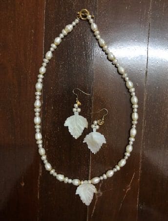 Freshwater Pearl And Abalone Shell Necklace Earring Set - By Warm Heart Worldwide