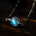 Full moon choker necklace,AAA++ Moonstone pendant with sterling silver chain - by Metal Studio Jewelry