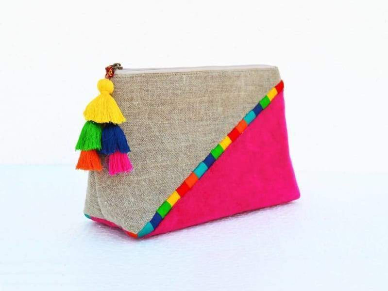 Color Block Pu Leather Flower Pattern Mini Clutch Bag With Scarf