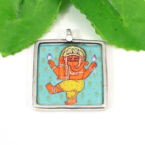 Ganesha Source of All Success Painted Pendant In 925 Sterling Silver Gift For Her - by Ishu gems