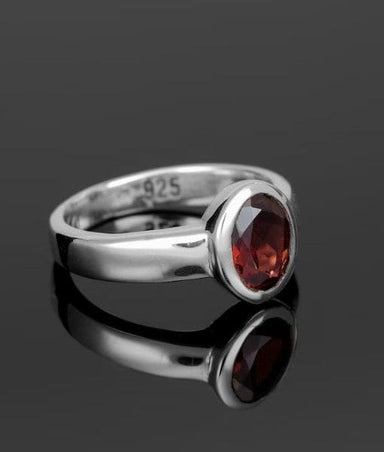 Red Garnet 925 Sterling Silver Oval Gemstone Ring Handmade Jewelry Gift For Women - By Girivar Creations