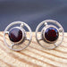 earrings Garnet earring handmade boho hippie ethnic 925 sterling silver round stone studs for gift - by Vidita Jewels