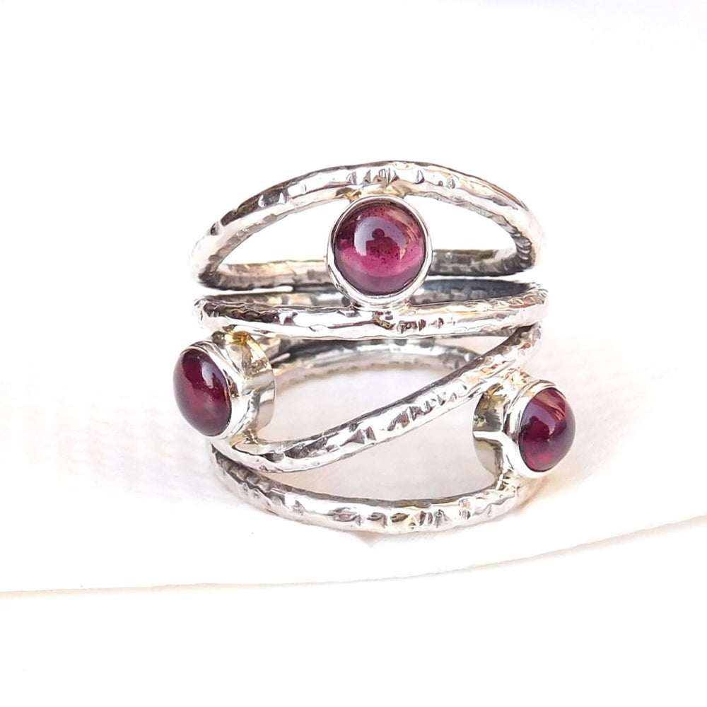 rings Garnet Ring Birthstone 925 Sterling Silver Gemstone Ring-D085 - by Adorable Craft