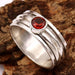 Garnet Ring Spinner Meditation Fidget Thumb Worry 925 Silver Promise Women Gift For Her - by InishaCreation