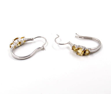 Genuine Gemstone Silver Earrings,yellow Citrine Hoop Earring,solid 925 Sterling Jewelry,anniversary Gift Earring,birthstone for Girl Friend 