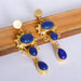 Indian Made In 18K Gold Vermeil Genuine Lapis Lazuli Gemstone Modern Earrings - by Bhagat Jewels