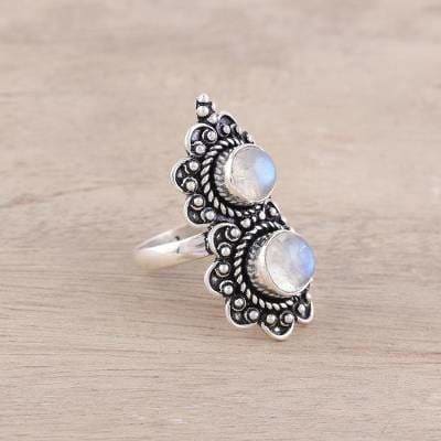 rings Genuine Moonstone Boho 925 Sterling Silver Ring Handcrafted Jewelry Gift For Your Love - by InishaCreation