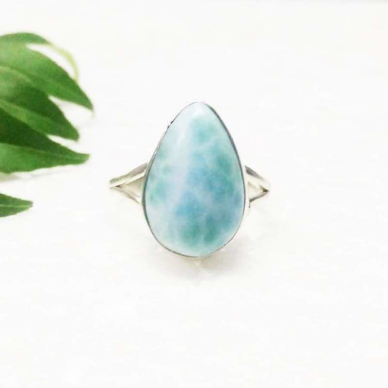 Genuine NATURAL DOMINICAN LARIMAR Gemstone Ring Birthstone Ring 925 Sterling Silver Ring Fashion Handmade Ring All Ring Size Gift Ring -