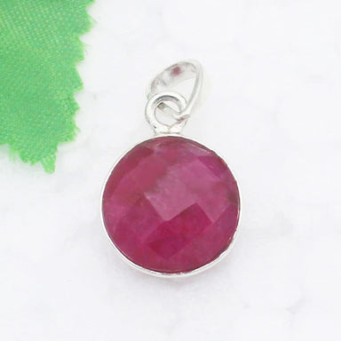 Genuine Natural Indian Ruby Gemstone Birthstone Pendant 925 Sterling Silver Handmade Jewelry Gift - By Zone