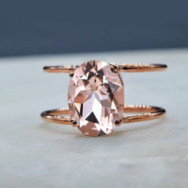Genuine Peach Morganite Ring 925 Sterling Silver for Women Gift Mom Delicate Friendship Boho Simple Unique - by Jaipur Art Jewels