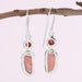 earrings Genuine Rhodochrosite Garnet Gemstone 925 Sterling Silver Earring Handmade Faceted Dangle - by Rajtarang
