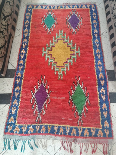 Geometric Vintage Moroccan Boucherouite Rug - by Home