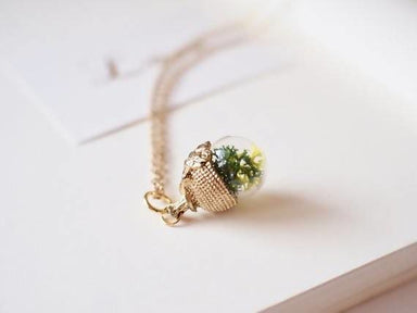 pendants Glass Acorn Real moss necklace - Title by StylishNature