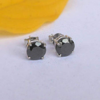 Earrings Glitzy Rocks Sterling Silver 5mm Black Spinel Stud Round Gemstone Studs Tiny
