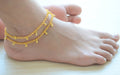 anklets Gold Anklet Beaded Beach Layered Bracelet Indian Wedding Payal Statement Bridal barefoot jewelry - by Pretty Ponytails